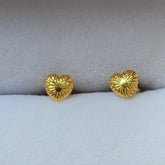 18k Yellow Gold Heart Stud Earrings | The Nest Attachment Parenting Hub